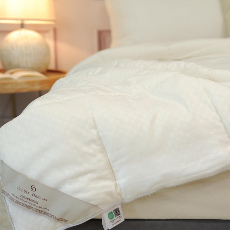 CUDDLE DREAMS Wool Comforter Duvet Insert, 100% Australian Wool Filling with Soft Noiseless Cotton Shell, Natural Warmth (Midweight for All Season, Twin) - Image 1