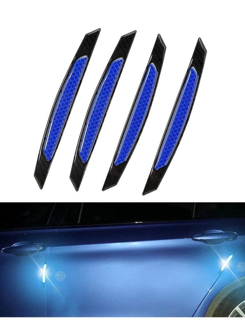 SYOSI Universal 4Pcs Reflective Car Door Edge Guard Stickers Carbon Fiber Auto Car Door Edge Bump Protector Sticker for Car SUV Pickup Truck (Blue) - Image 1