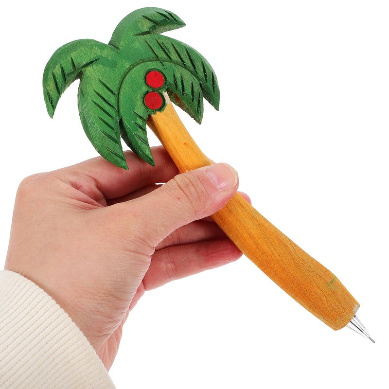Vintage Coconut Tree Design Wooden Ballpoint Pens 2 Pack Smooth Writing Office School Supplies - Image 5
