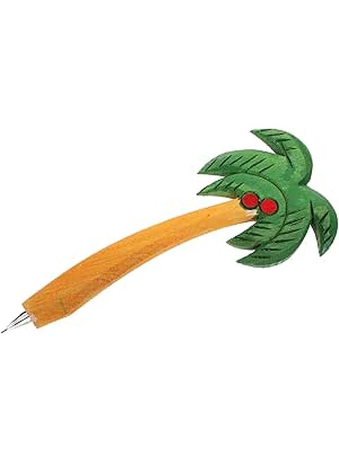 Vintage Coconut Tree Design Wooden Ballpoint Pens 2 Pack Smooth Writing Office School Supplies - Image 1