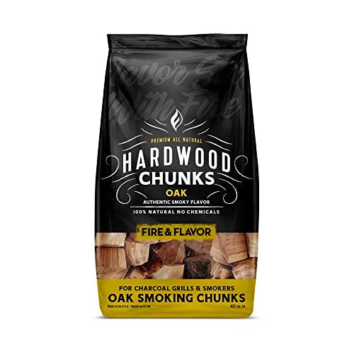 Fire & Flavor Oak Wood Chunks for Smoking and Grilling - All-Natural, Long-Lasting with a Mildly Sweet Flavor - Large Chunk Wood Chips for Smokers - Image 1
