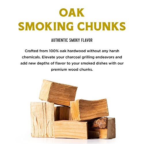 Fire & Flavor Oak Wood Chunks for Smoking and Grilling - All-Natural, Long-Lasting with a Mildly Sweet Flavor - Large Chunk Wood Chips for Smokers - Image 2