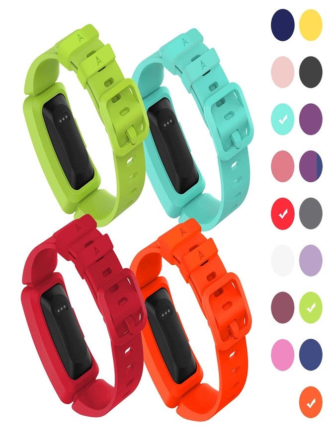 أساور GVFM متوافقة مع Fitbit Ace 2 للأطفال من عمر 6 سنوات فما فوق، أساور سيليكون ناعمة، ملحقات رياضية، أساور للأولاد والبنات متوافقة مع Fitbit Ace 2 (4 ألوان: وردي فاقع، أزرق بحيري، ليموني، برتقالي محمر) - Image 2