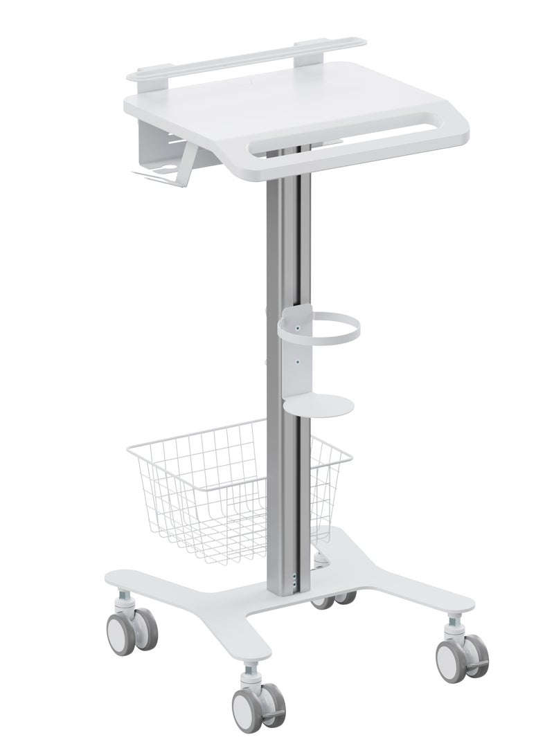 Skill Tech Skilltech SH MED06 4 – Premium Multi-Storage Medical Cart with Anti-Theft Laptop Holder | Adjustable Feet, Casters & Modular Design | Silver/White - Image 1