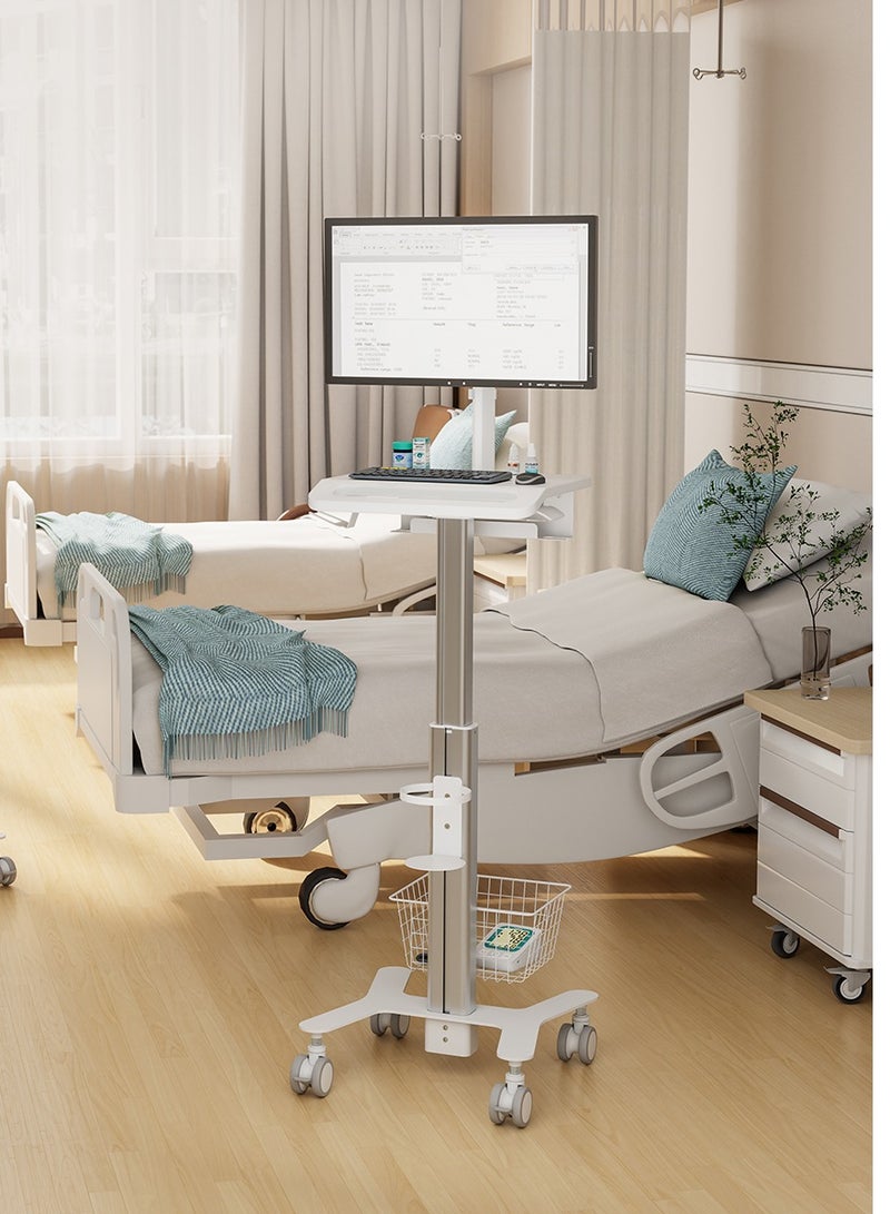 Skill Tech Skilltech SH MED06 4 – Premium Multi-Storage Medical Cart with Anti-Theft Laptop Holder | Adjustable Feet, Casters & Modular Design | Silver/White - Image 2