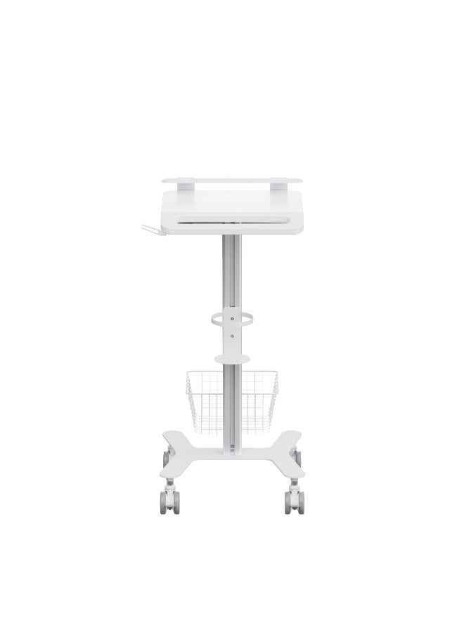 Skill Tech Skilltech SH MED06 4 – Premium Multi-Storage Medical Cart with Anti-Theft Laptop Holder | Adjustable Feet, Casters & Modular Design | Silver/White - Image 4