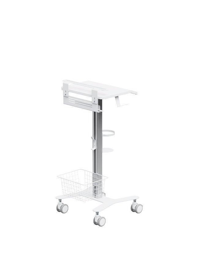 Skill Tech Skilltech SH MED06 4 – Premium Multi-Storage Medical Cart with Anti-Theft Laptop Holder | Adjustable Feet, Casters & Modular Design | Silver/White - Image 3