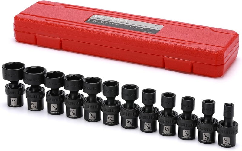 MIXPOWER 3/8 Drive Shallow Impact Universal Joint Swivel Socket Set, SAE, 5/16 - 1 - Image 1