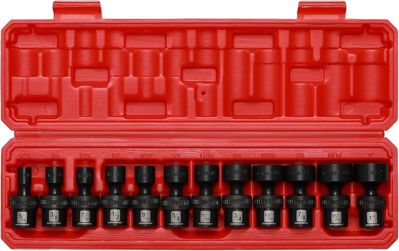MIXPOWER 3/8 Drive Shallow Impact Universal Joint Swivel Socket Set, SAE, 5/16 - 1 - Image 2