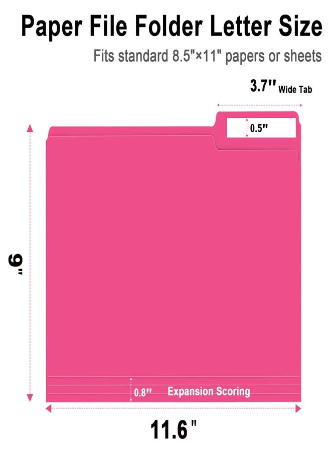 RAZCC File Folder, 150 Pack 1/3 Cut Tab File Folders Letter Size, Magenta, Folders with Tab in Left, Right, Center Positions, Great for Organizing and Easy File Storage - Image 2