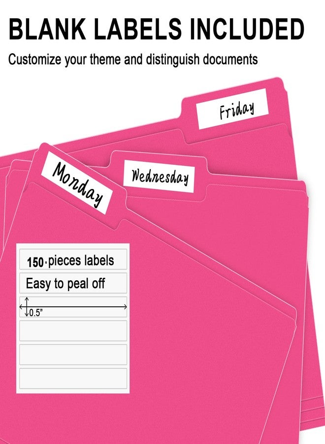 RAZCC File Folder, 150 Pack 1/3 Cut Tab File Folders Letter Size, Magenta, Folders with Tab in Left, Right, Center Positions, Great for Organizing and Easy File Storage - Image 4