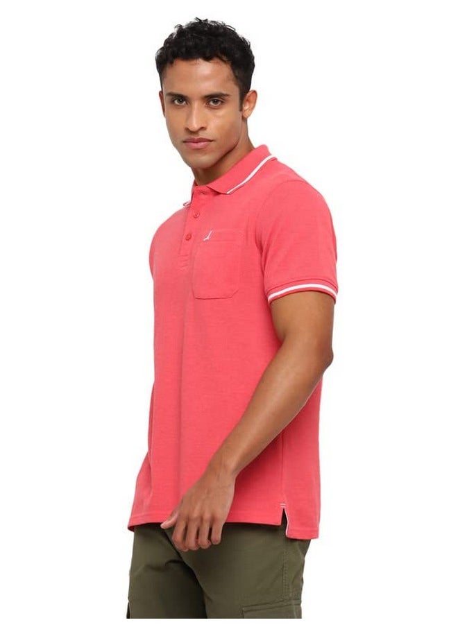 أمريكان كرو - تيشيرت AMERICAN CREW بولو بياقة عادية وجيب للرجال (Ac253-Xxl_أحمر برتقالي مزيج) - Image 1