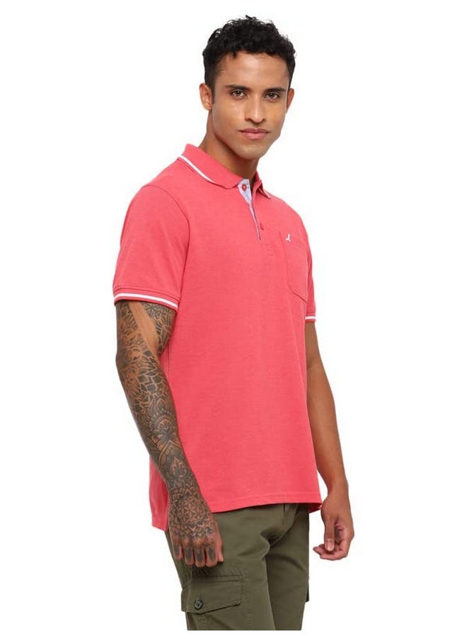 أمريكان كرو - تيشيرت AMERICAN CREW بولو بياقة عادية وجيب للرجال (Ac253-Xxl_أحمر برتقالي مزيج) - Image 1