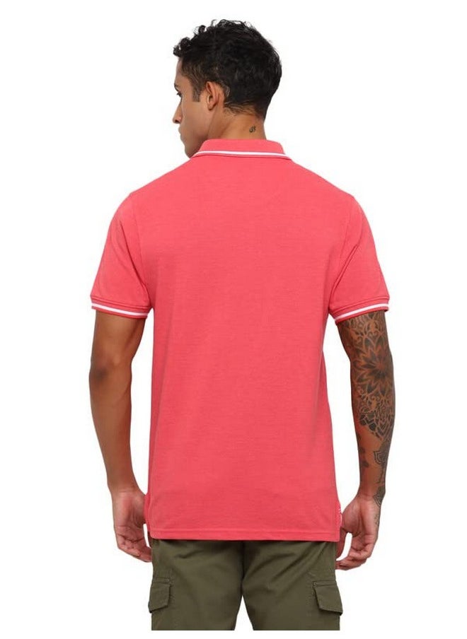 أمريكان كرو - تيشيرت AMERICAN CREW بولو بياقة عادية وجيب للرجال (Ac253-Xxl_أحمر برتقالي مزيج) - Image 1