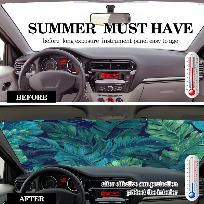 Woanger Windshield Sun Shade Foldable Car Front Window Covers for Car Accessories Sun Heat UV Rays Visor Protector Protection for Universal Cars SUV Truck(Leaf) - Image 3