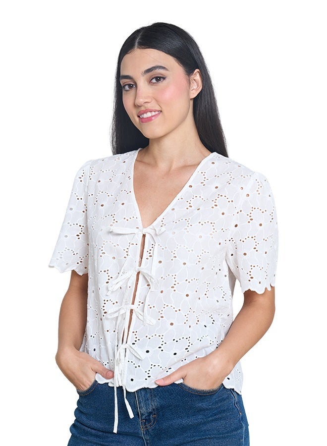 ASHARAE Women's Short Sleeve Top With Front Ties  Comfortable Material, Breathable Daily Wear, Casual Fashion Outfit, Special Occasion Outfit, Trendy & Chic Apparel - Image 1