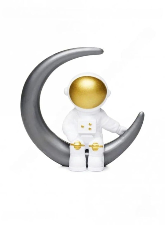 CAKE DECOR Starry Blue Space Astronaut Cake Topper Toy Decorative Space Theme Figurine for Kids Birthday Party DIY Fondant Decoration Cute Resin Miniature for Galaxy Rocket Planet Cakes - Bronze - Image 1