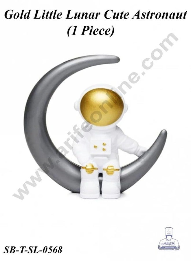 CAKE DECOR Starry Blue Space Astronaut Cake Topper Toy Decorative Space Theme Figurine for Kids Birthday Party DIY Fondant Decoration Cute Resin Miniature for Galaxy Rocket Planet Cakes - Bronze - Image 4