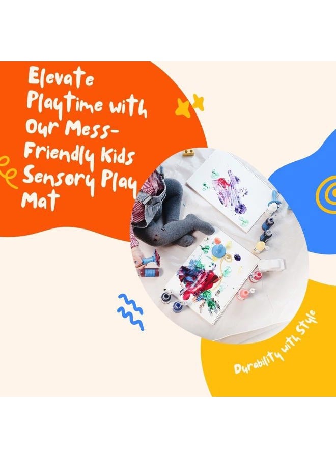 Blue Tree Sensory and Messy Play Mat for Toddlers, Infants and Kids, Safe, Waterproof, Double-Sided and Durable, Play Yard 51"x51"x7.9" Ivory and Gray - Image 4