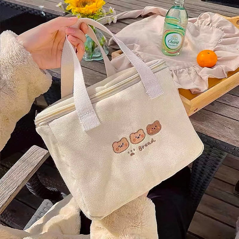 Richtrue Kawaii Lunch Bag For Girls Box Insulated Cute Bags Women Kids (Bear- Bucket) - Image 4