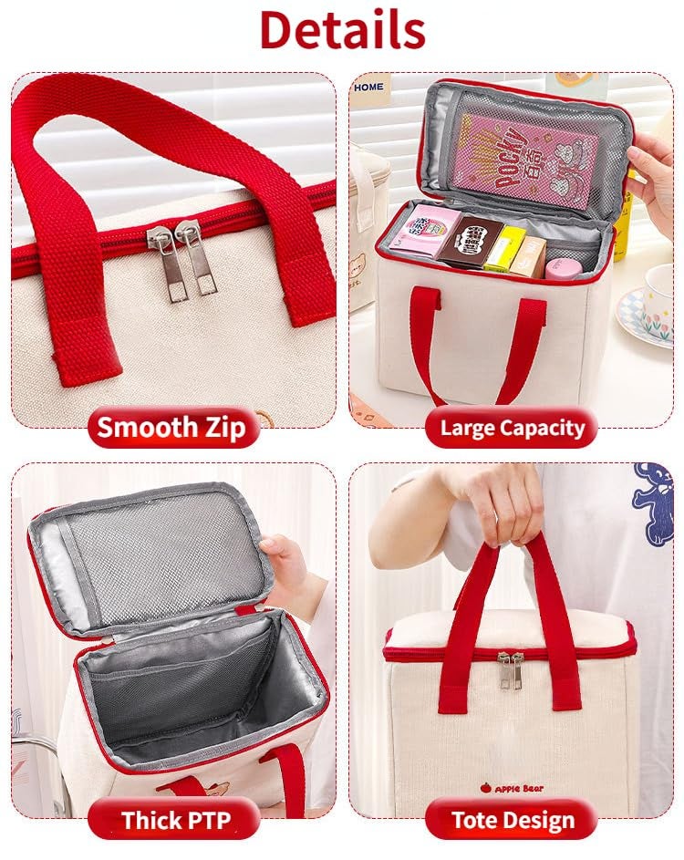 Richtrue Kawaii Lunch Bag For Girls Box Insulated Cute Bags Women Kids (Bear- Bucket) - Image 5
