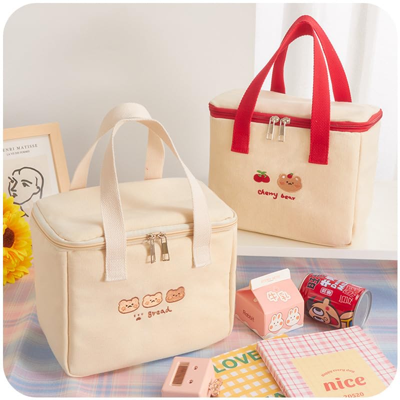 Richtrue Kawaii Lunch Bag For Girls Box Insulated Cute Bags Women Kids (Bear- Bucket) - Image 2