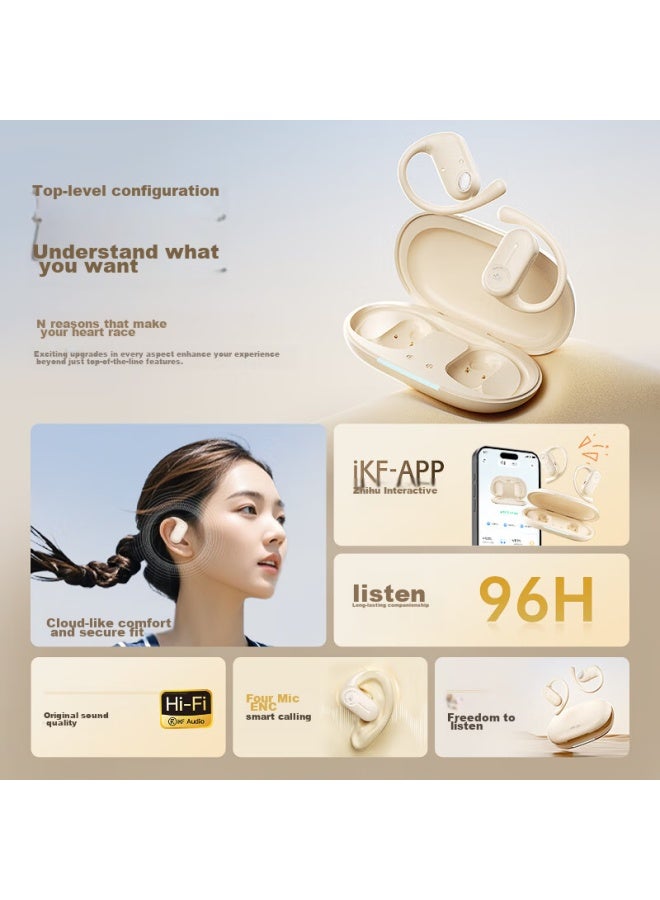 Ikf Ego Open-ear Bluetooth Headphones Wireless Air Conduction Hanging Earphones Sound Directional Sound Transmission Non-in-ear High Sound Quality Sports Running Fitness App Smart Connection Cloud Whi - Image 2