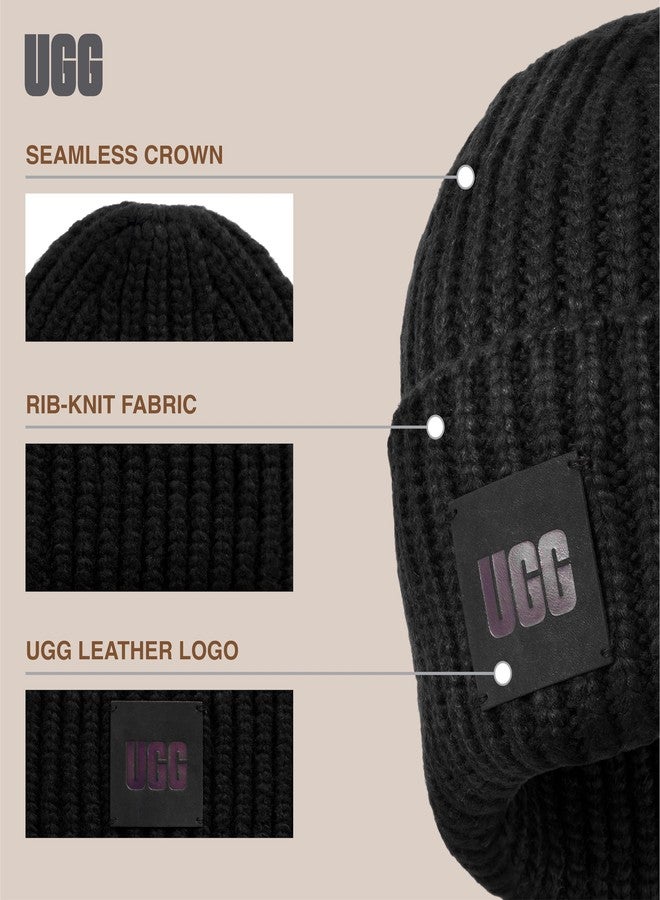 UGG Women's Chunky Rib Knit Warm Winter Beanie Hat, Black, One Size - Image 5