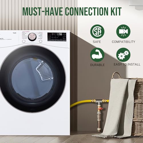 Alloxity 48" Flex Gas Line, Gas Dryer Connector Kit, Stove/Water Heater/Dryer Gas Line with Connectors 1/2" MIP 1/2"FIP 3/4"MIP, 5/8 in.OD(1/2 in. ID）Coated Corrugated Stainless Steel Tubing - Image 2