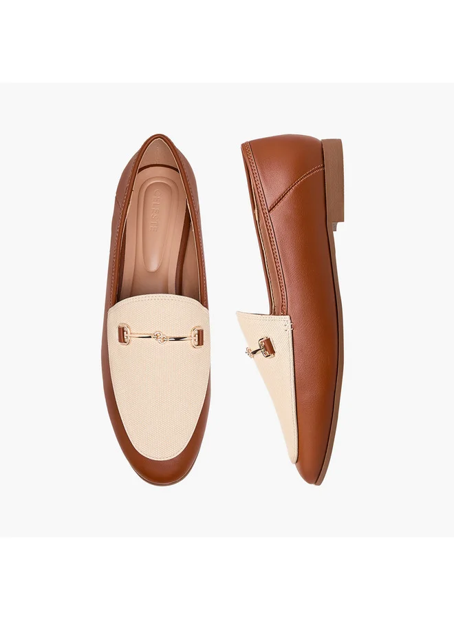 سيليست Women's Solid Slip-On Loafers with Metal Accent