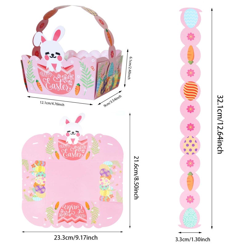 Marrywindix 24pcs Small Easter Baskets Easter Paper Treat Boxe Cute Bunny Paper Baskets with Handles for Egg Hunt Game School Classrooms Party Favors Decoration - Image 3