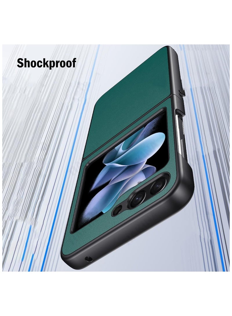 Slim Leather Case Designed for Samsung Galaxy Z Flip 5 Leather Back & Hard PC Bumper Phone Cover Slim Drop Protection Shockproof Phone - Image 4