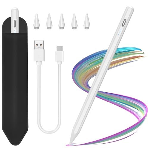 AMZBOSS Stylus Pen for iPad 2018-2025, USB C Fast Charging Magnetic Pen with Tilt Sensitivity & Palm Rejection, Pencil for iPad a16/6/7/8/9/10/11, iPad Pro 11"/12.9"/M4, IPad Air 3/4/5/M2/M3, White - Image 1