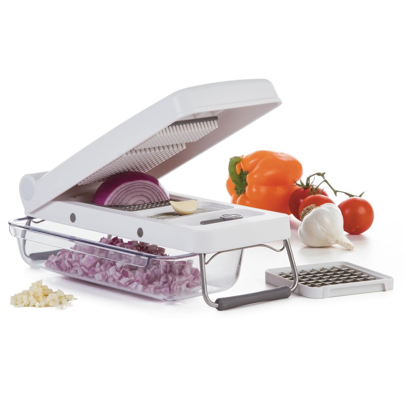 PL8 Professional Chopper White  MultiFunctional Vegetable Chopper Dicer and Mincer with Sturdy Stainless Steel Frame Perfect for Onions Tomatoes and More