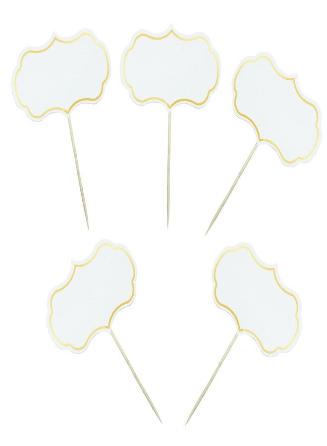 Verkelly 50 Pcs Cheese Markers, Buffet Labels Food Tags Blank Toothpick Flags Food Labels Appetizer Signs Cupcake Toppers Picks(White) - Image 3