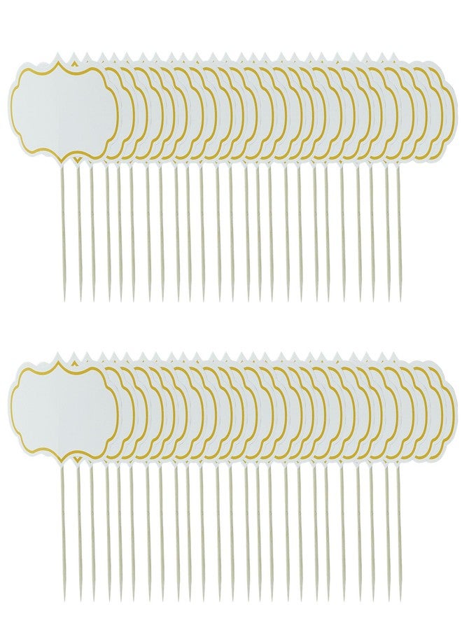 Verkelly 50 Pcs Cheese Markers, Buffet Labels Food Tags Blank Toothpick Flags Food Labels Appetizer Signs Cupcake Toppers Picks(White) - Image 1
