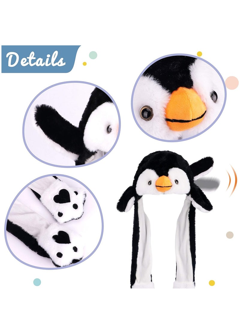 SYOSI Penguin Hat with Ears Moving Jumping Pop Up Beating Hat Plush Holiday Cosplay Dress Up Funny Gift for Kids Boys Girls Black  - Image 4