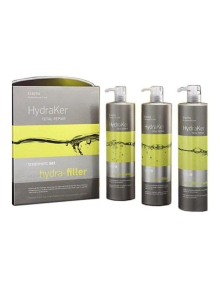 Erayba HydraCare Hydra Filler Keratin Repair Kit for Damaged Hair 1000ml x 3 pieces - Image 1