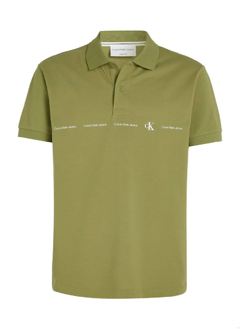 Calvin Klein Jeans Men's Short Sleeve Polo - Cotton, Green