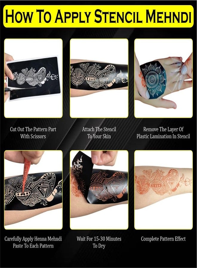 VANVATI Full Hand Mehndi Stencil Sticker Template for Wedding Functions One Set for Both Hand Easy to Apply - Image 5