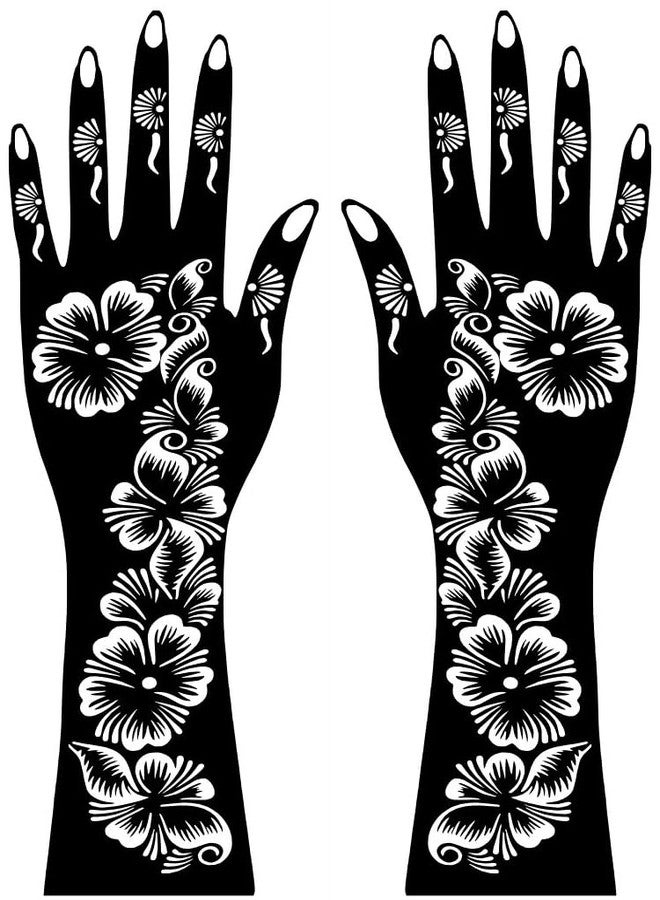 VANVATI Full Hand Mehndi Stencil Sticker Template for Wedding Functions One Set for Both Hand Easy to Apply - Image 2