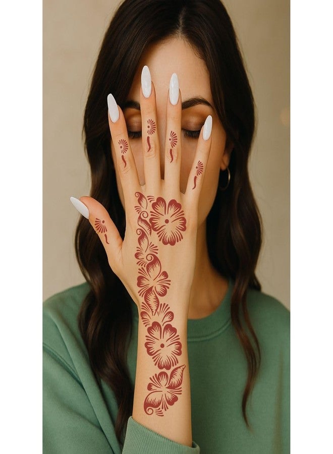 VANVATI Full Hand Mehndi Stencil Sticker Template for Wedding Functions One Set for Both Hand Easy to Apply - Image 4