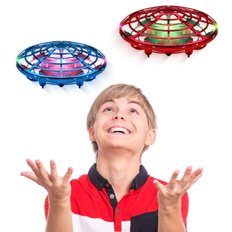 Force1 Scoot Duo Hand Operated Drone for Kids or Adults  2pk Hands Free Motion Sensor Mini Drones Easy Indoor Flying Ball Small UFO Toys for Boys and Girls Red and Blue - Image 2