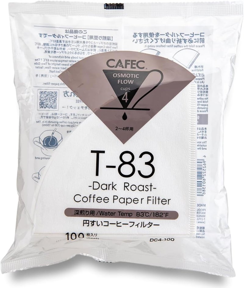 CAFEC Premium Coffee Filter | Coffee Paper Filter by Roast Type - (Dark Roast (4 Cups)) V60 02 style universal 1 to 4 cup Disposable Coffee Filter for Pour Over Dripper brewing DC4-100W - Image 1