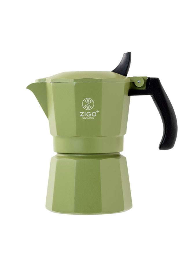 Zigo Dual-valve Moka Pot, Italian Espresso Pour-over Coffee Maker, For Home And Outdoor Use , 2-cup Capacity, Forest Green - Image 2