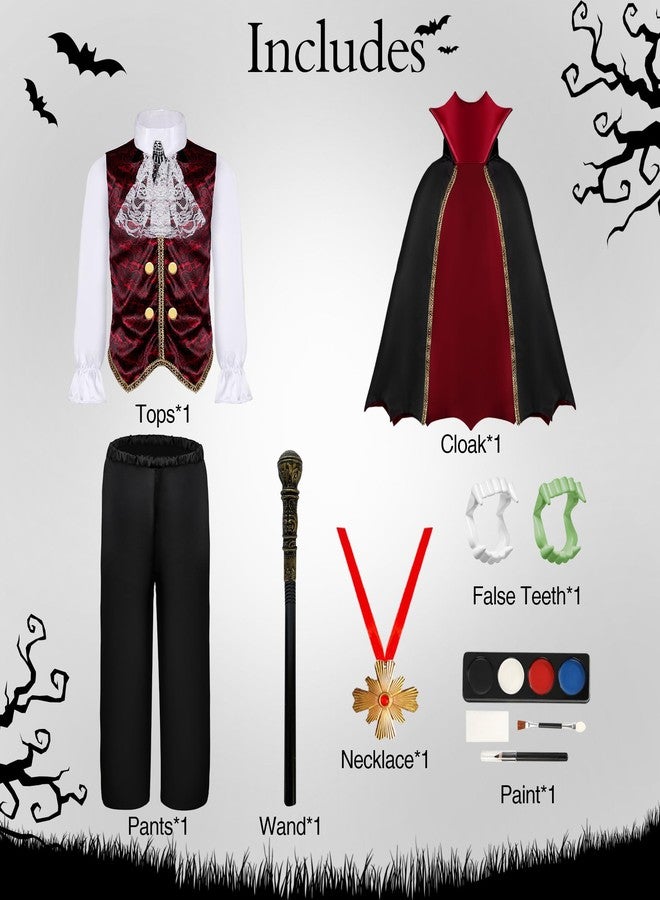 Cosrea زي مصاص دماء للأولاد زي قوطى للهالوين مع عباءة و أسنان و قلادة عصا ملحقات مصاص الدماء - Image 5