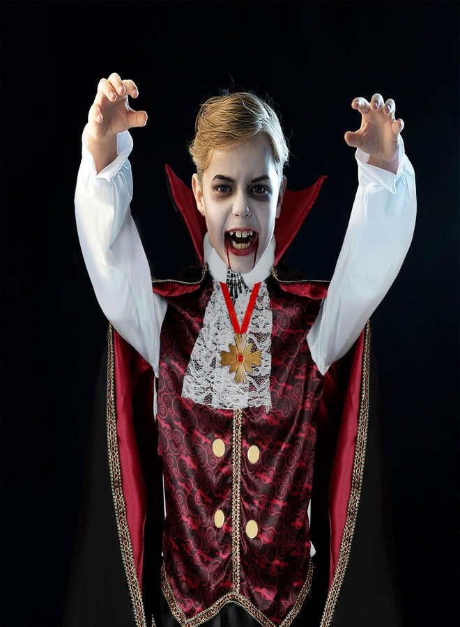 Cosrea زي مصاص دماء للأولاد زي قوطى للهالوين مع عباءة و أسنان و قلادة عصا ملحقات مصاص الدماء - Image 2