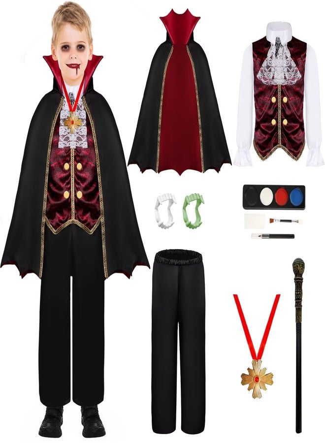 Cosrea زي مصاص دماء للأولاد زي قوطى للهالوين مع عباءة و أسنان و قلادة عصا ملحقات مصاص الدماء - Image 1