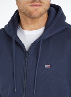 TOMMY JEANS Men's Organic Cotton Fleece Zip-Thru Hoody Sweatshirt, Navy  - Image 4