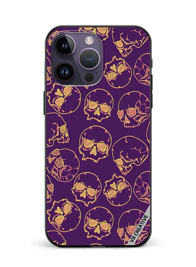 VR CREATIVE Protective Case Cover For Apple iPhone 15 Pro Fluorescent Sketch Skulls Design Multicolour - Image 1